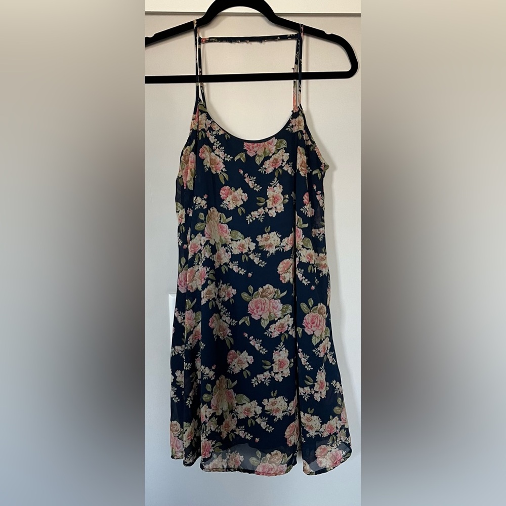 Rue21 Navy Floral Backless Summer Spring Mini Dress Nightgown Size XS